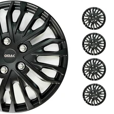 14" Wheel Covers Guard Hub Caps Durable Snap On ABS Matt Black Silver 4x