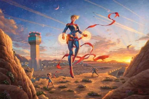 Thomas Kinkade Captain Marvel - Dawn of a New Day Publisher Proof on Paper 36x24