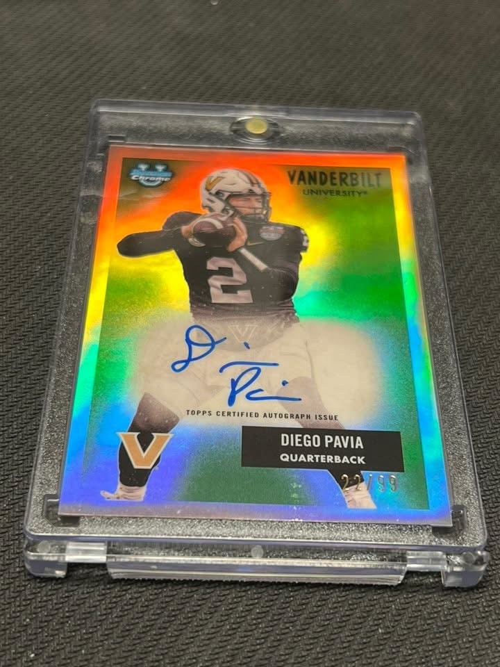 2025 Bowman Chrome University Diego Pavia 1955 On Card Auto /99 Vanderbilt