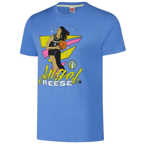 Unisex Homage Angel Reese Sky Blue Chicago Sky Caricature Tri-Blend T-Shirt - 第 2/3 張圖片