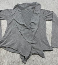 Prana Womens Open Front Cardigan Sweater Size Small Gray Cotton Wrap Long Sleeve