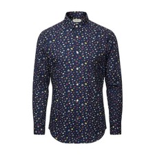 J. Crew Navy Floral Slim Secret Wash Cotton Poplin Shirt Size Medium