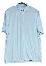 Johnnie-O Polo Shirt Mens XL Barbados Blue Striped Performance Stretch Golf Logo