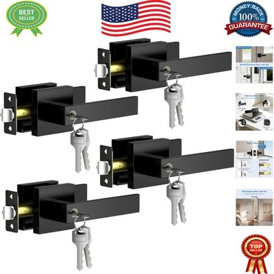 Durable Matte Black Interior Door Handles Set - Reversible Style & Easy Fit
