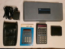 HP-35 Scientific Calculator with AC Adapter, Case, Manual Battery Charging