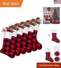 Personalized 6 Pack Buffalo Plaid Christmas Stockings - Durable and Stylish