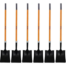 47 In. L Fiberglass Long Handle Transfer Square Shovel, With Heavy-Duty Metal Bl