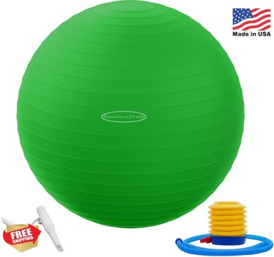 Fitvids Exercise Ball for Fitness, Yoga, Pilates with Quick Pump, Anti-Burst Sli
