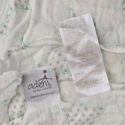 Aden + Anais Baby Blanket Bamboo Rayon Swaddle White Gray Mint Green Stars - Picture 5 of 8
