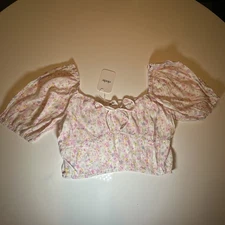 Elodie - Anthropoligie - Pink Floral - Blouse - SIZE L - New With Tags!