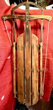Vintage Western Clipper 46" Snow Sled Red Runners GC4914 Rustic Cabin Decor