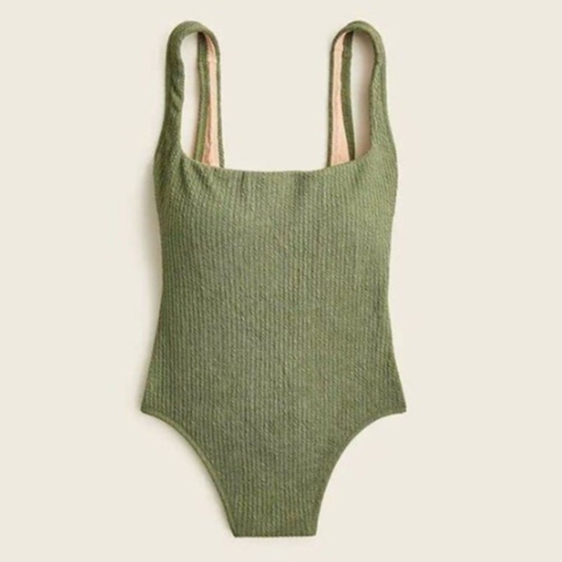 NEW! J.Crew Textured Squareneck One-Piece in GREEN (6)