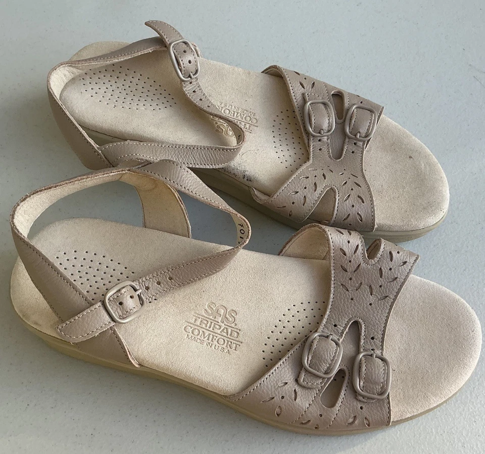 SAS Duo Quarter Strap Slingback Buckle Sandals 6 W Warm Stone Beige Tripad - Image 2 of 4