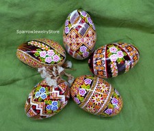 Ukrainian symbol Pysanky Handmade Goose easter egg Home decor idea