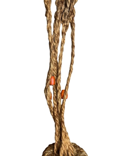 Vtg MCM Macrame Plant Hanger Lot Of 2 Porcelain Owl & Wood Bulb Planter 2 33” - Picture 14 of 17