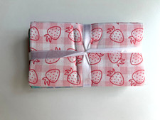 Fabric FQ Fat Quarter Set 5 Strawberries Plaid 100 Cotton Quilt Craft Sewing