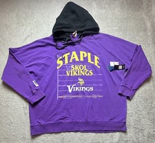 NWT! Minnesota Vikings Purple Staple X NFL Football Vintage Wash Hoodie Mens 3XL