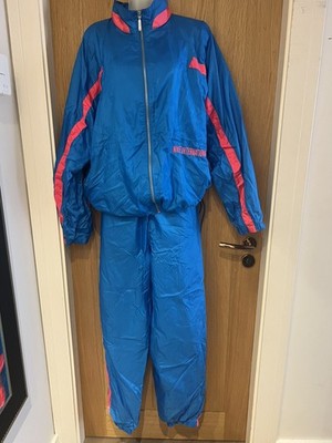 Seltenes Vintage 80er/90er Nike Trainingsanzug Shell Suit Set. Nylon blau und rosa Gr. M 