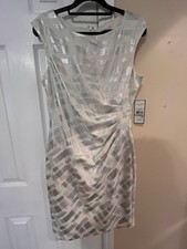 Jessica Howard Sleeveless Cocktail Dress Petite Size 12P Ivory & silver New
