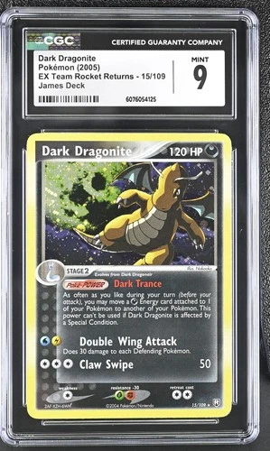 CGC 9 MINT Dark Dragonite 2005 EX Team Rocket Returns 15/109 Holo Pokemon Card