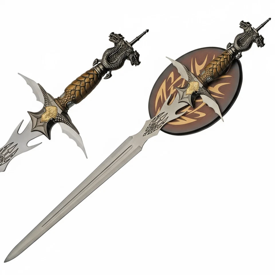 Espada Garra de Dragón 33 Pulgadas Hoja de Acero Inoxidable y Placa de Madera con Símbolo Foto 2 de 4