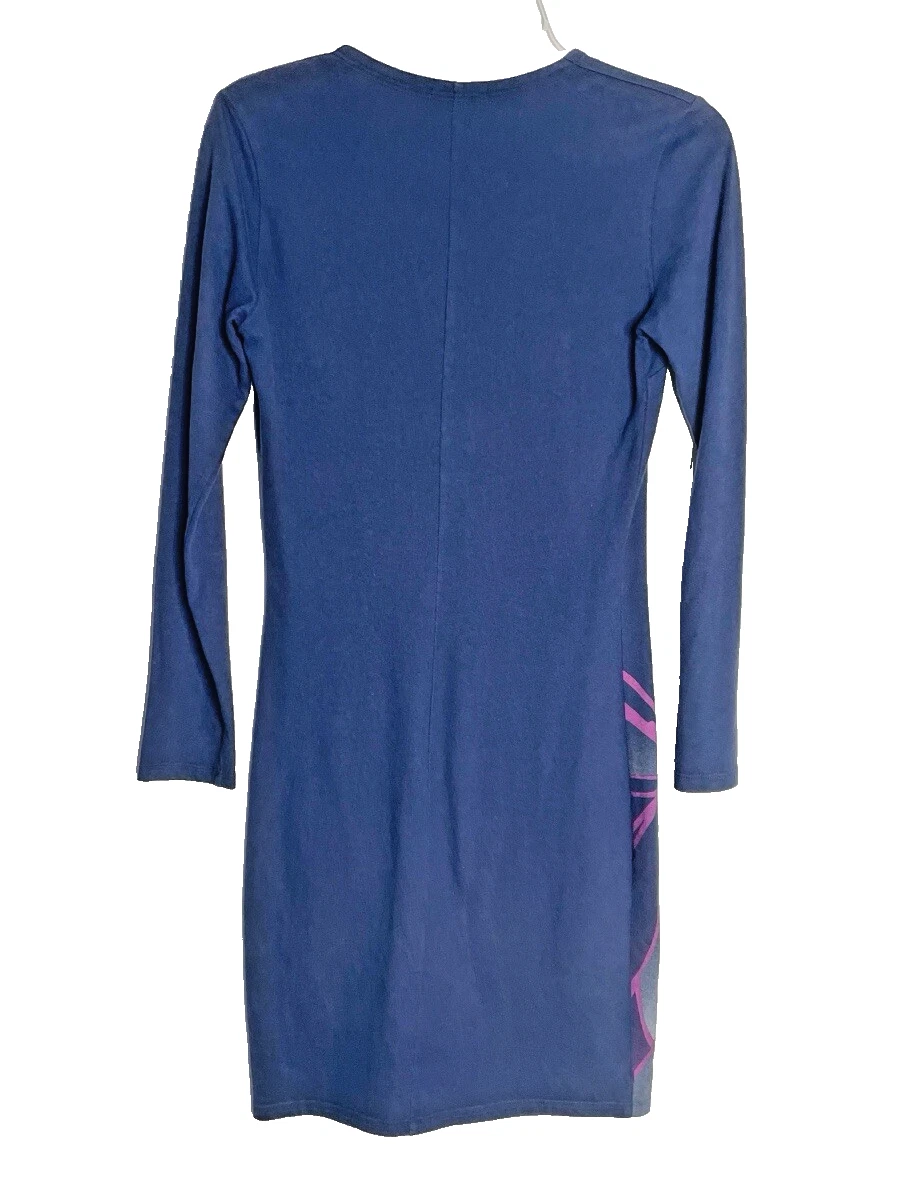 Abito body blu vintage anni 90 Versace Jeans Couture manica lunga taglia small