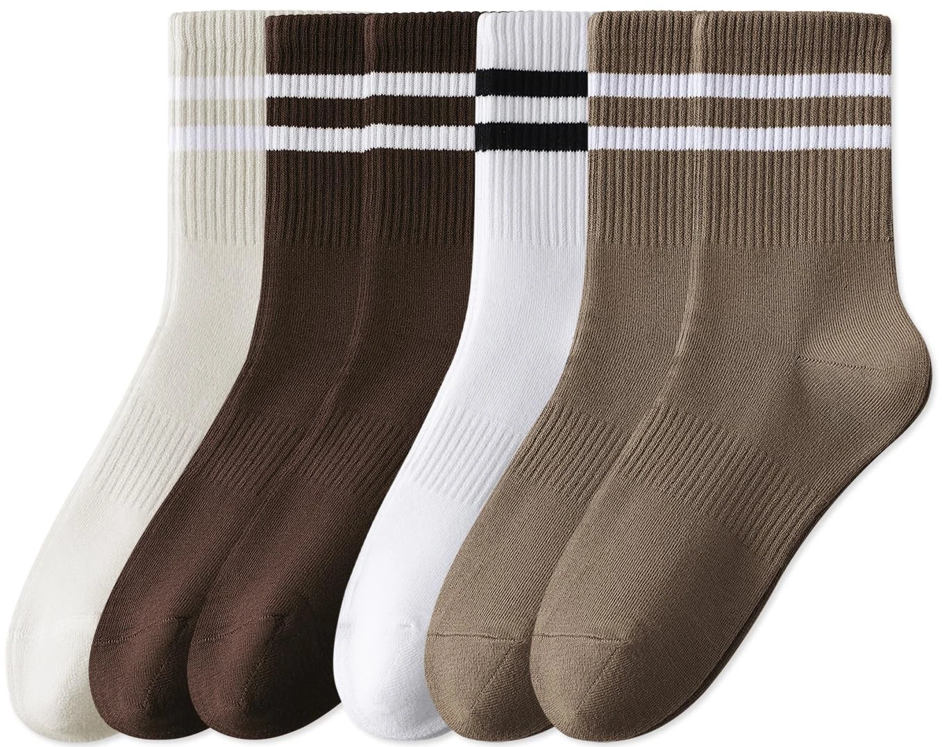 Womens Striped Crew Socks Cotton Cozy Socks for Women Cute Soft Above Ankle S...