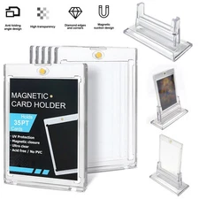 5/10PCS 35PT Magnetic Trading Sports Card Holders Hard Case+Acrylic Card Stands