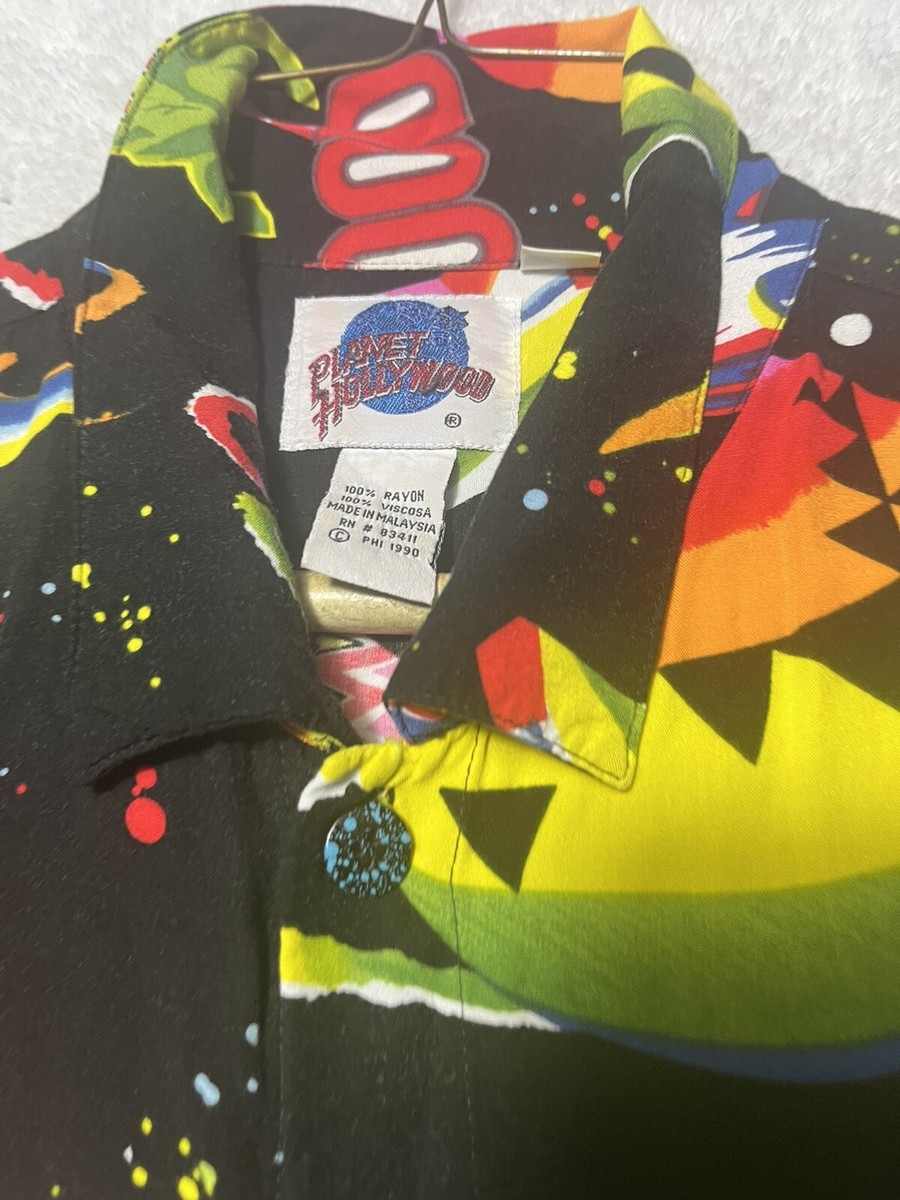Vintage 90s Planet Hollywood Jams World Space Print Hawaiian