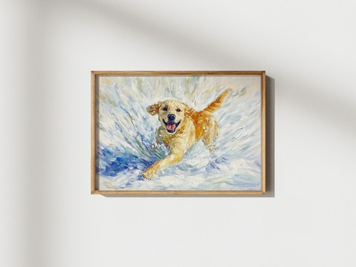 Joyful Dog in Snow Painting 5"x7" Print on Matte Paper | Playful Winter Artwork - Picture 4 of 17