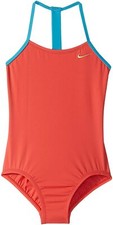 NWT Girls Nike T-Back One Piece Bathing Suit Orange, Blue Ember Glow Size M