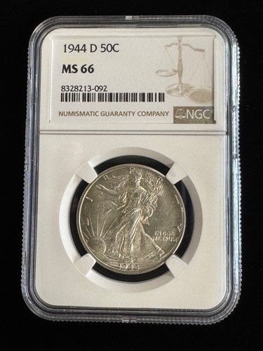 1944-D MS66 Liberty Walking Silver Half Dollar NGC Certified Gem - White LUSTER