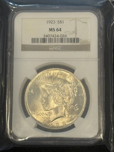 1923 Peace Dollar CERTIFIED NGC MS 64 Silver Dollar