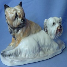 SKYE SILKY TERRIER BRIARD WHEATEN HEREND 8" dog figurine marked