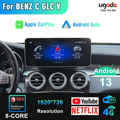 12.3'' Android 13 Screen Carplay For Mercedes C GLC V W205 C63 C43 Navigation