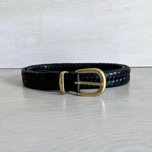 Vintage COACH Black Leather Braided Belt Men 42” Solid Brass Buckle Classic 5922