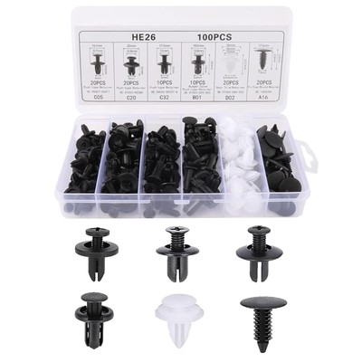 100pcs Car Bumper Retainer Clips Plastic Car Body Fixed Clip Bumpers Nylon Fa...