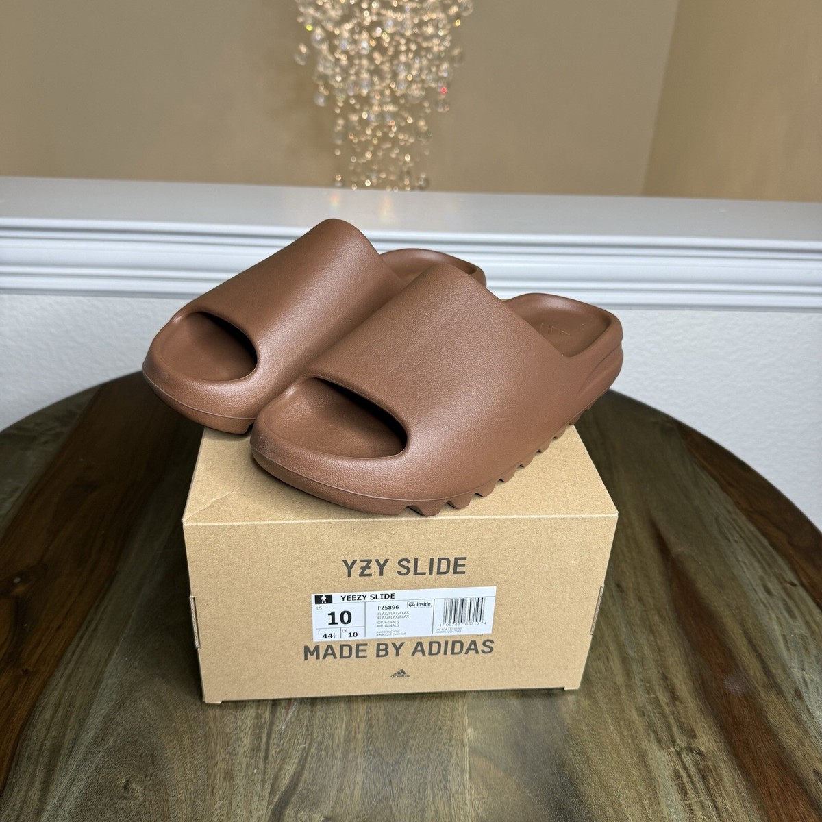 Adidas Yeezy Slide Flax Brown Sandals Men's Size 10 (FZ5896