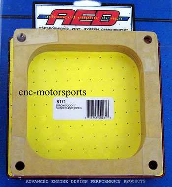 AED BIRCHWOOD SPACER HOLLEY CARBURETOR OPEN CENTER 4500 1 INCH DOMINATOR