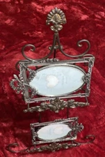 Vintage Ornate Easel Tabletop Double Book Plate Art Portrait Holder Display