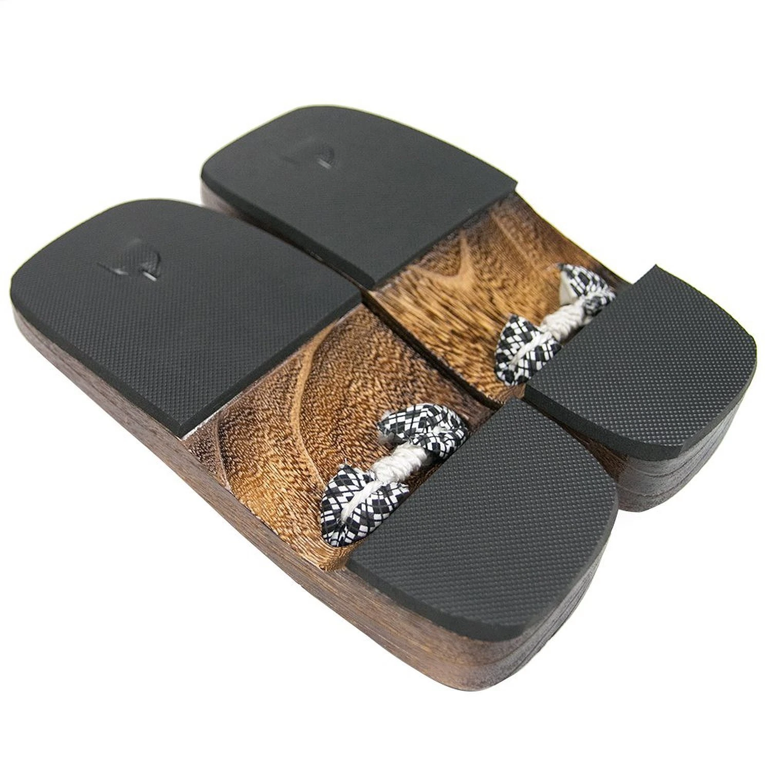 KANE FOOTWEAR Japanese Men's Wooden Geta Sandals Traditional Footwear with Patterned Straps