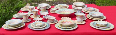 Set 17 Pieces MacKenzie-Childs 11.5'' Plates, Deep Soup Bowls, Serving Bowl Ret  