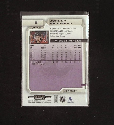 2018-19 O-Pee-Chee Platinum Violet Pixels #8 Johnny Gaudreau SL@MSG - Picture 2 of 2
