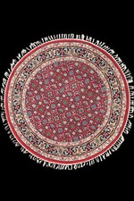 Teppich Orient  Himla Herati Rund 100x100 cm 100% Wolle Handgeknüpft Fransen rot