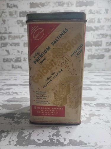 3576 Vintage Nabisco Premium Saltine Crackers Tin - 14oz Empty Canister - Picture 6 of 6