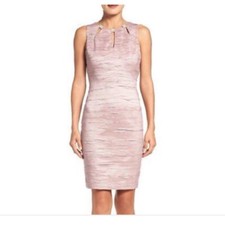 Eliza J Pink Bejeweled Neckline Sleeveless Sheath Dress