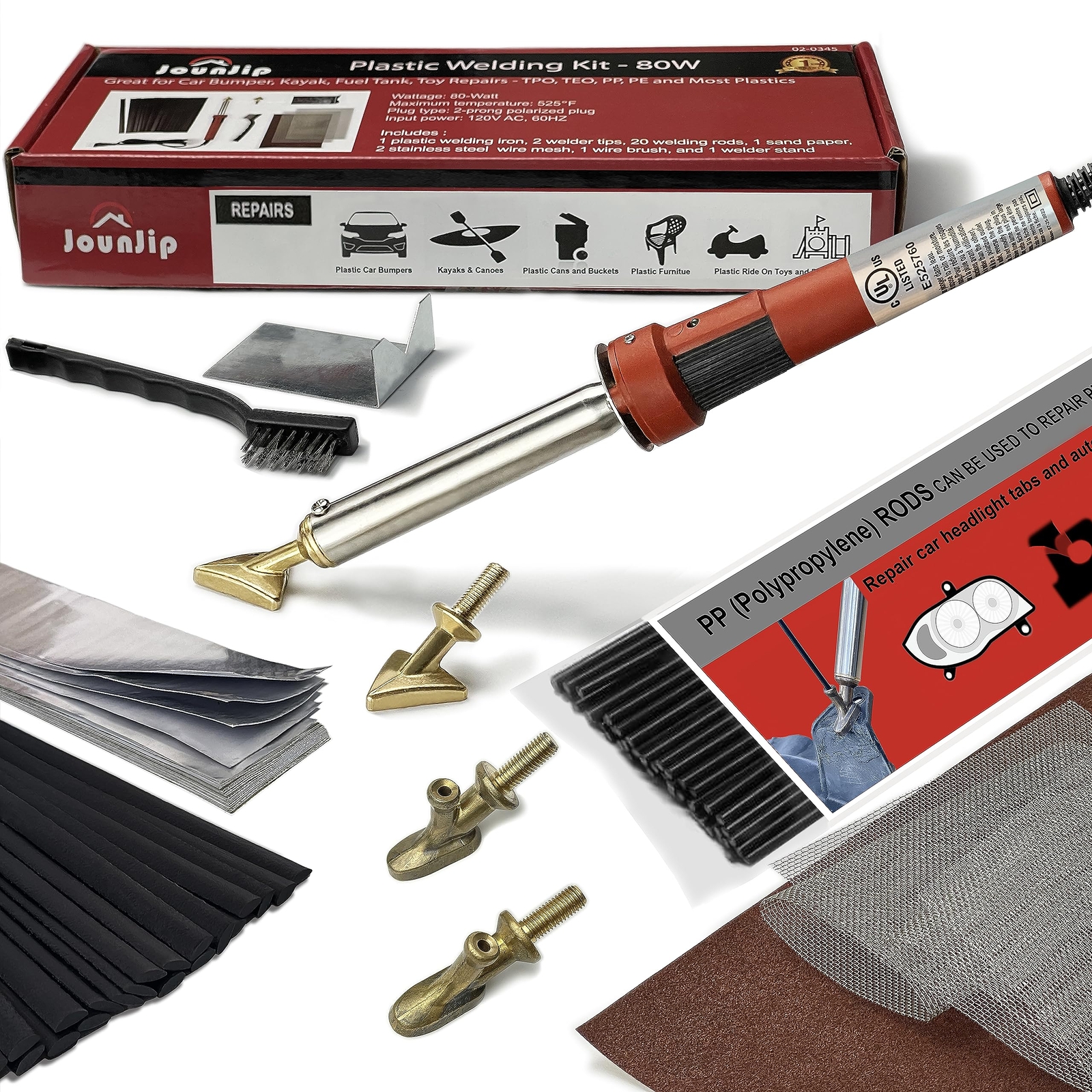 Plastic Welding Kit Deluxe -UL Certified Plastic Welder 80W Iron- Professiona...