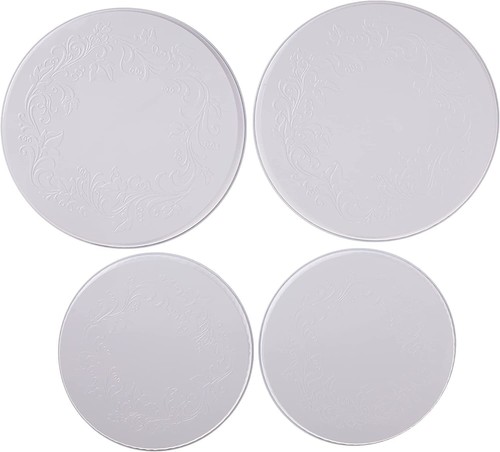 Range Kleen 5057 Set of 4 Round Ivy Embossed White Burner Kovers with 2 8.5 I...
