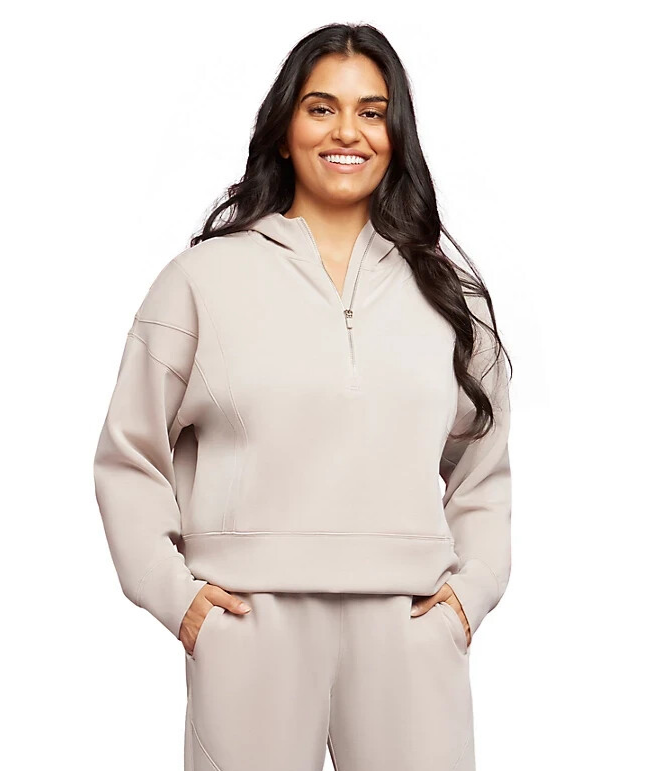 Danskin Women's Luxe Half Zip Hoodie, Ivory, L | eBay