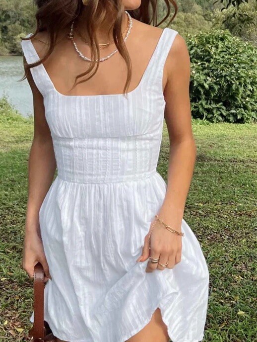 Used Once! Princess Polly Size LORINDA MINI DRESS WHITE LOW